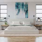 White Upholstered Bed Set with Headboard
