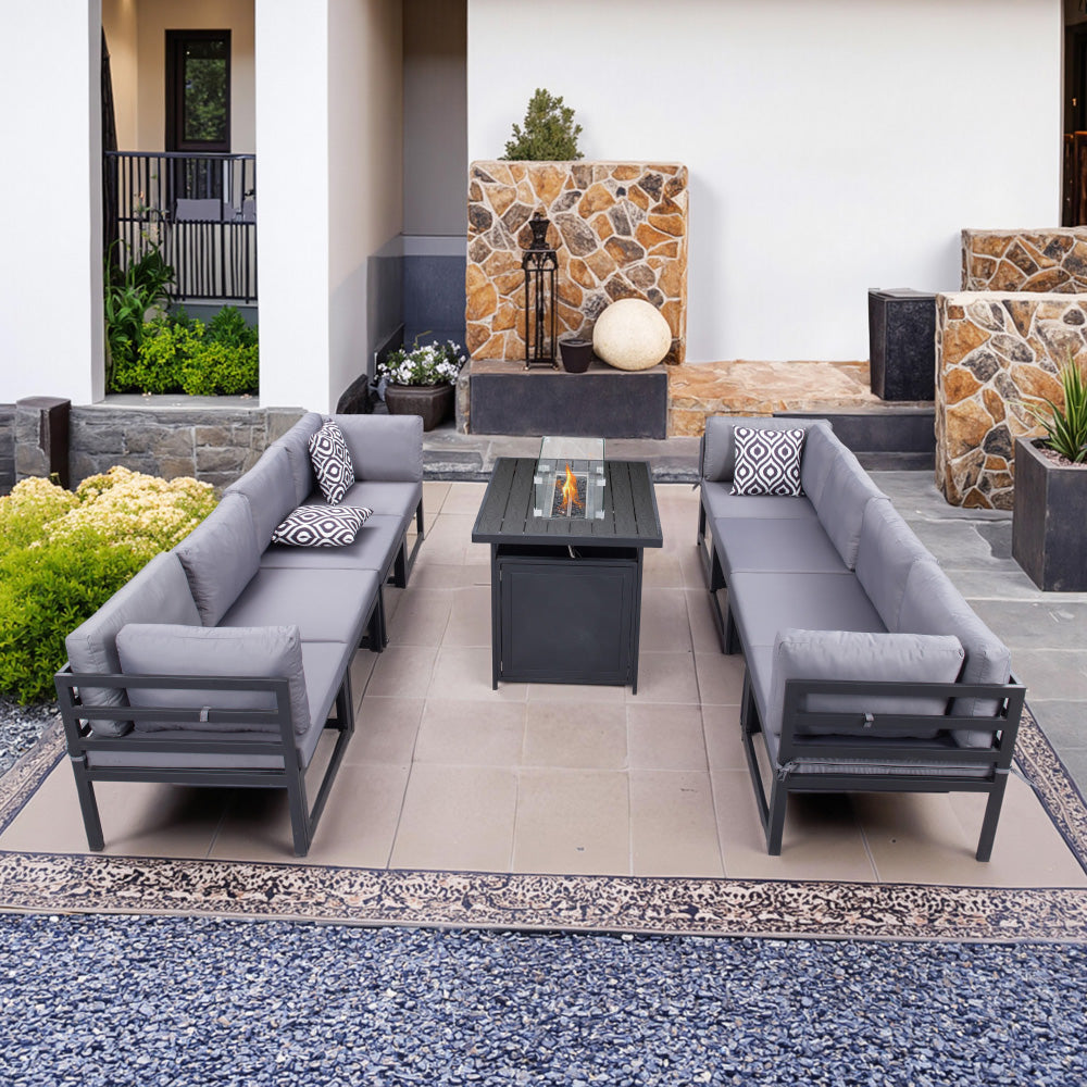 Outdoor Modular Steel Furniture Set with Firepit Table
