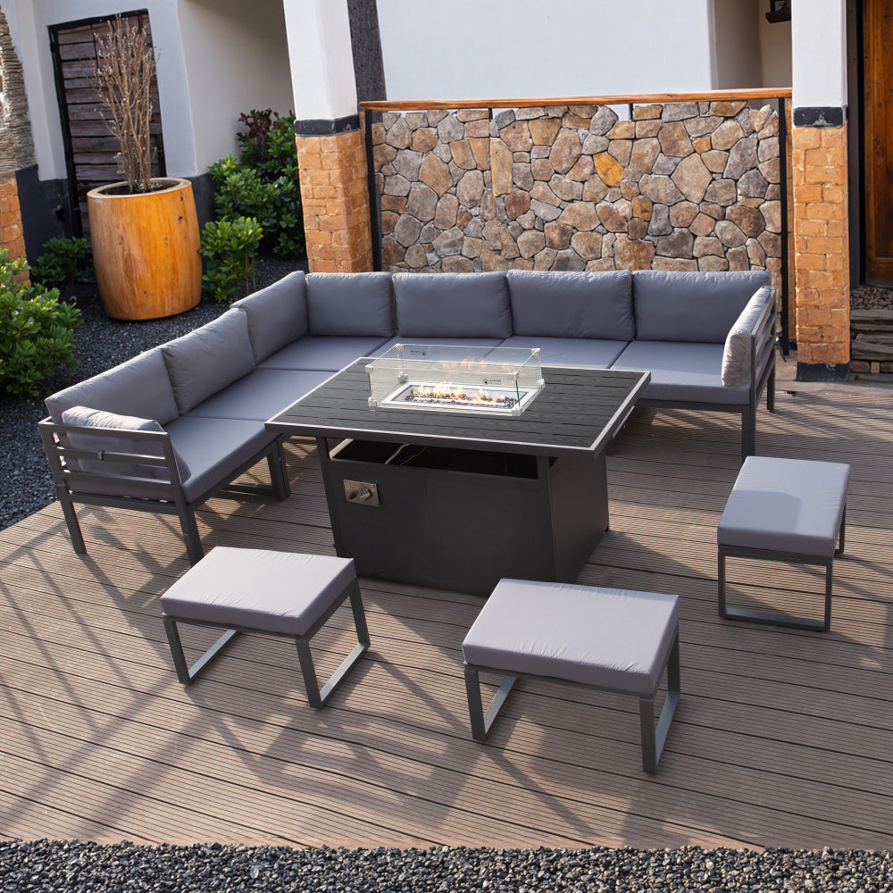Waterproof Outdoor Steel Garden Set with Firepit Table