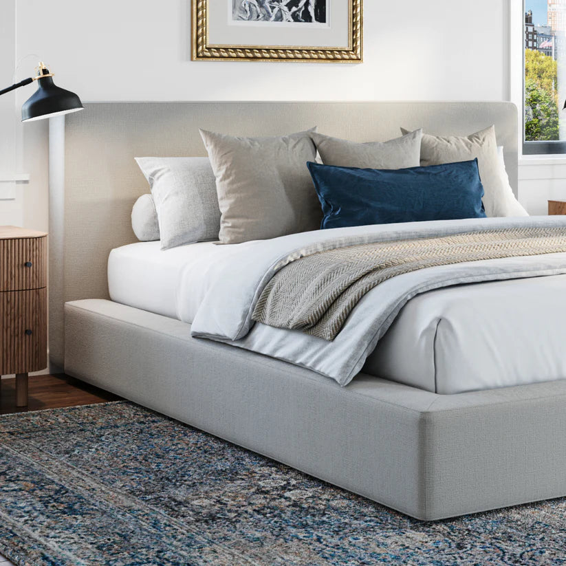 Bed Set with Moon Upholstered Frame & Headboard