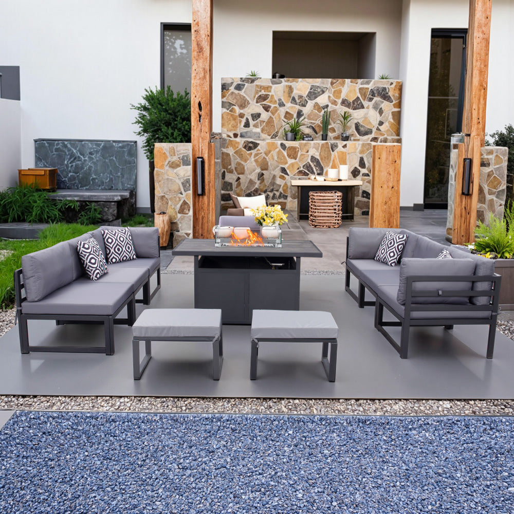 Waterproof Outdoor Steel Garden Set with Firepit Table