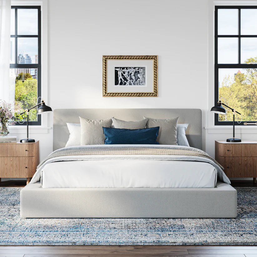 Bed Set with Moon Upholstered Frame & Headboard