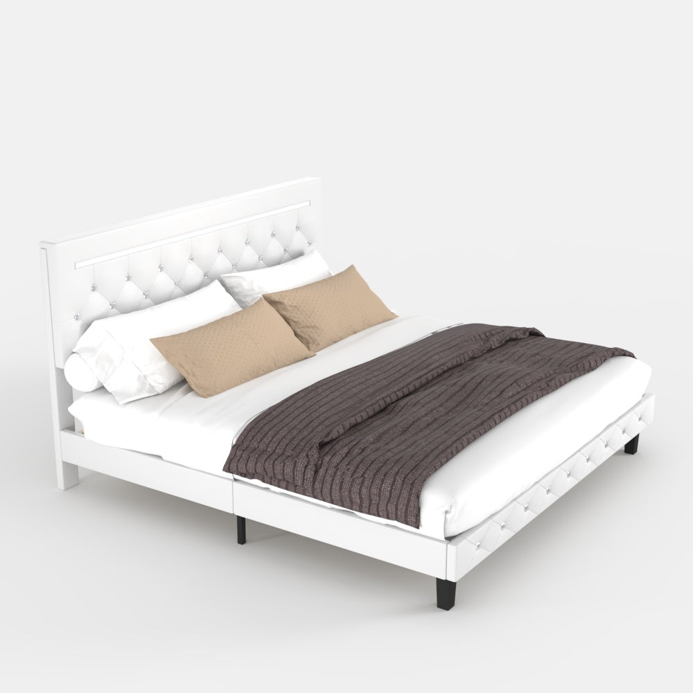 LED Upholstered Bed with Storage & USB